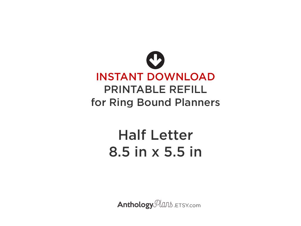 HALF LETTER Expense Tracker GRID Printable Planner Insert for Ring ...