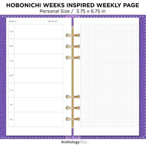 PERSONAL Ring Hobonichi Weeks Inspired WEEKLY Horizontal PAGE Printable Planner Insert FP020