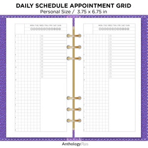DAILY View Personal Ring Binder Planner Insert - GRID Minimalist & Functional - Do1P