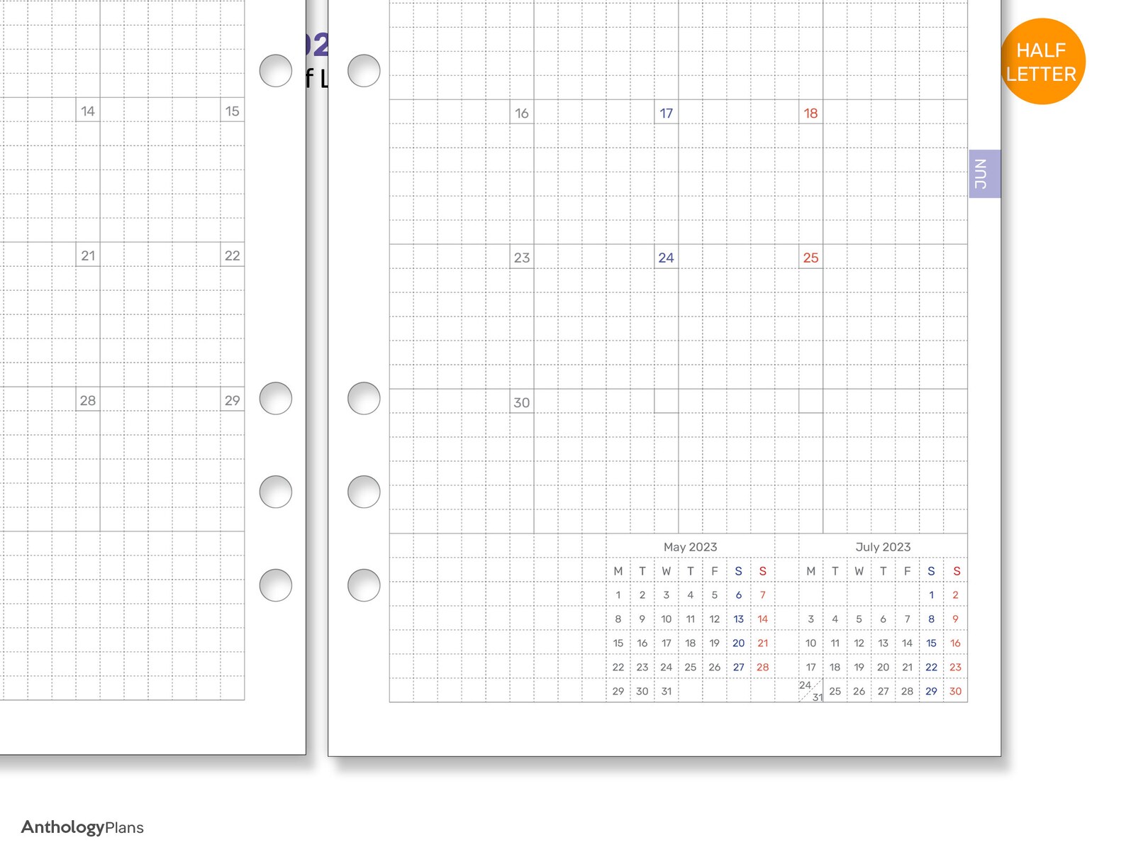 2023 Half Letter MONTHLY View Ring Filofax Printable Planner - Etsy