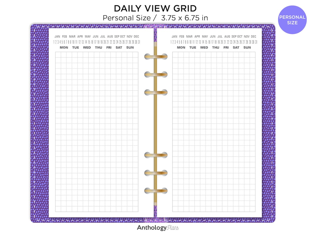 Daily Plan Grid Personal DAILY VIEW GRID Printable Planner Insert Minimalist Functional ...