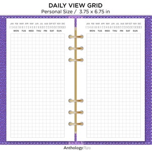 Personal DAILY VIEW GRID Printable Planner Insert Minimalist Functional Planning Undated