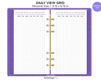 Personal DAILY VIEW GRID Printable Planner Insert Minimalist Functional Planning Undated