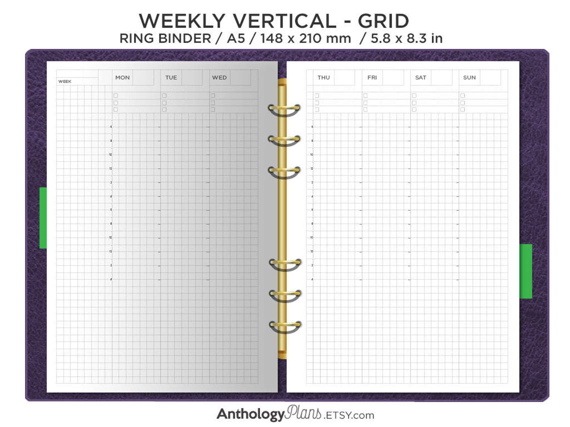 A5 Planner Refill Printable Weekly Filofax Insert HOBONICHI | Etsy