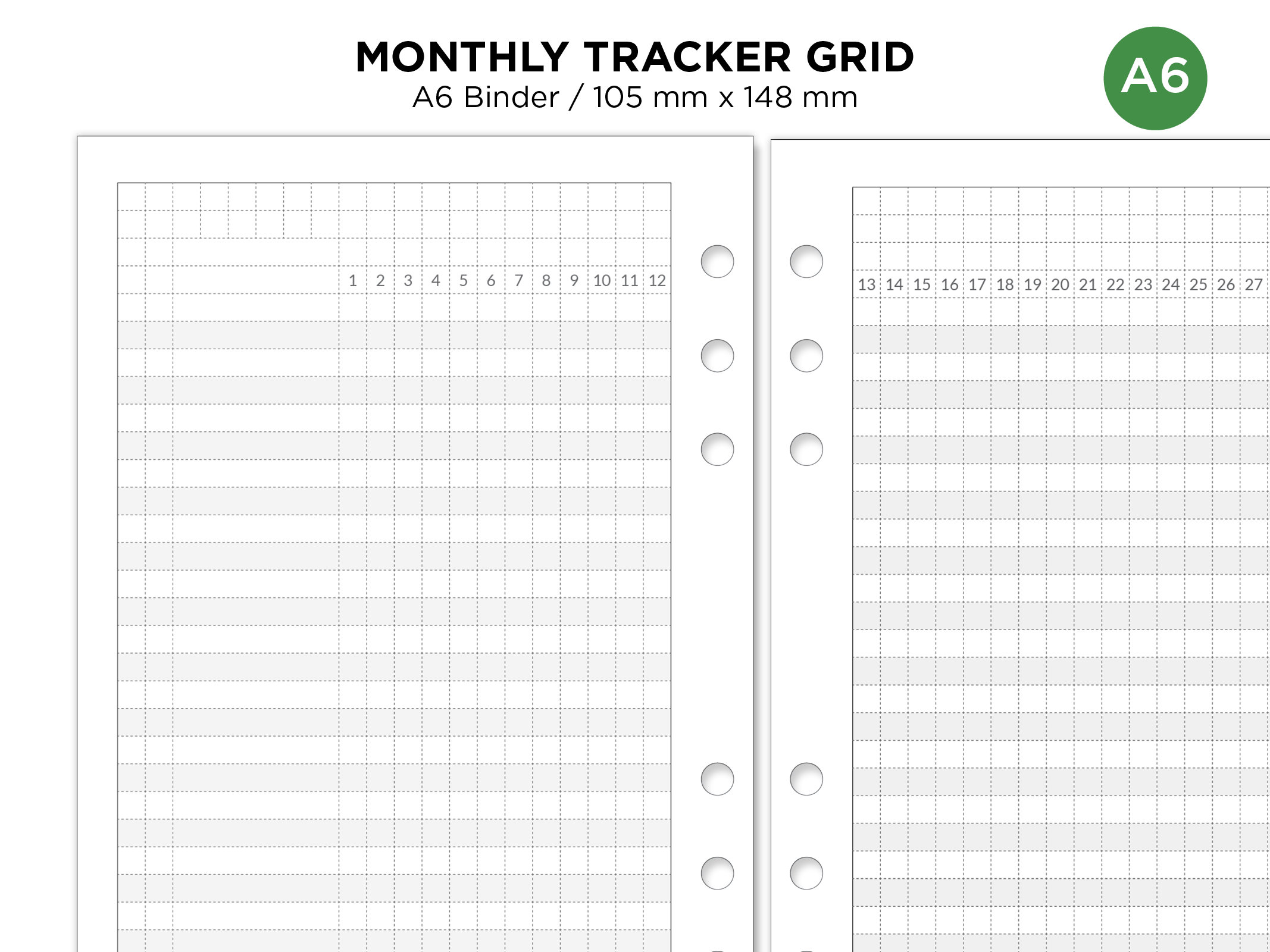 A6 Monthly Tracker Ring Binder Printable Planner Insert Minimalist ...