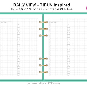 B6 Daily FauxJibun Inspired - Printable Planner Insert for Ring Binder Minimalist Grid Functional - B622-005