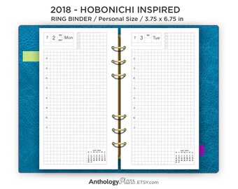 2018 Filofax Personal Hobonichi Inspired Planner Refill Printable Filofax Insert - Daily View Minimalist FULL GRID - Do1P - No Quotes