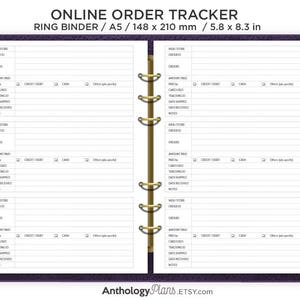 ONLINE ORDER Tracker A5 Printable Insert Refill - Minimalist - Functional