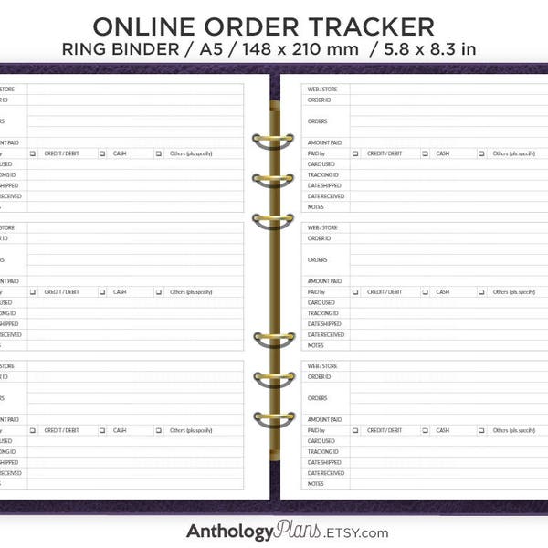 ONLINE-BESTELLUNG Tracker A5 Druckbare Einlagen Nachfüllung - Minimalistisch - Funktional