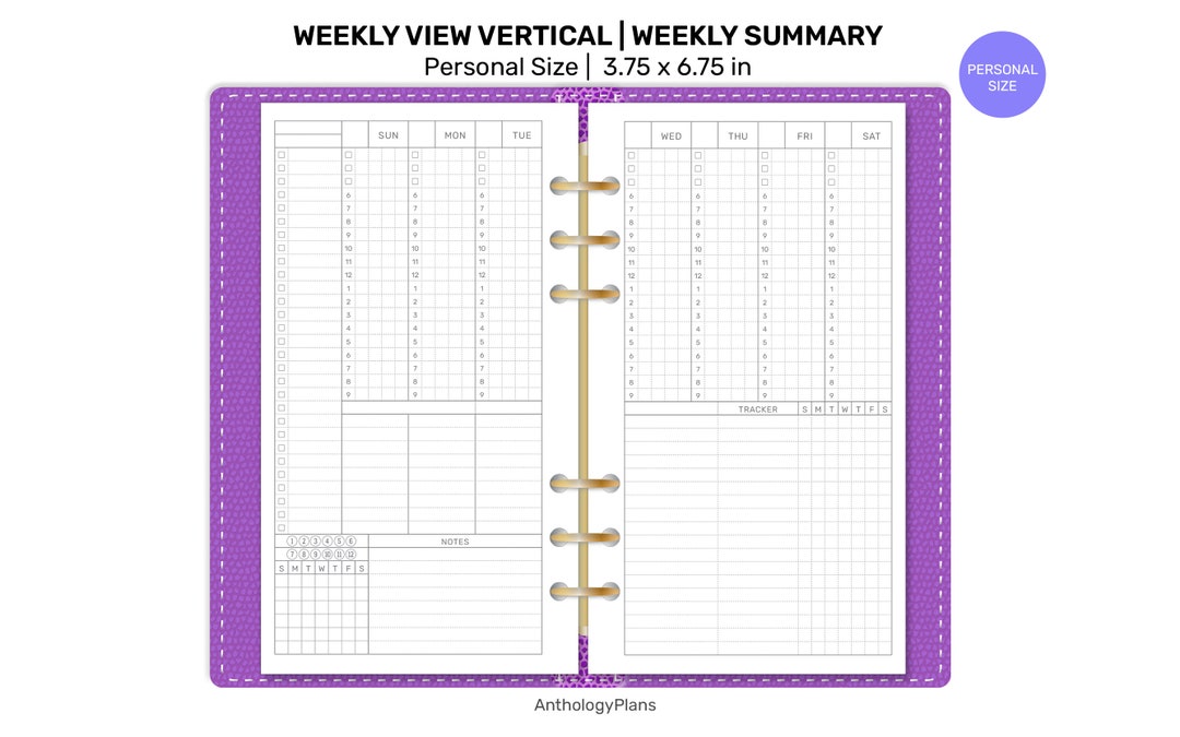 PERSONAL Ring Weekly View Schedule and Summary Printable Planner Insert ...