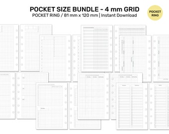 Pocketringplanner BUNDEL Afdrukbaar inzetstuk 4 MM RASTER: Minimalistisch, functioneel BFPT22-01