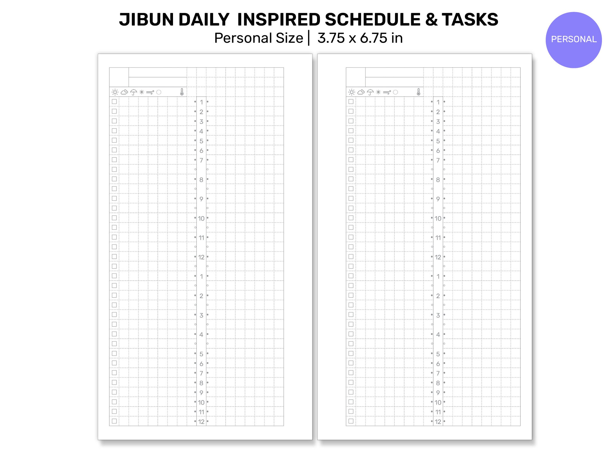 DAILY Jibun-inspired PERSONAL Timeline Printable Planner Insert for ...
