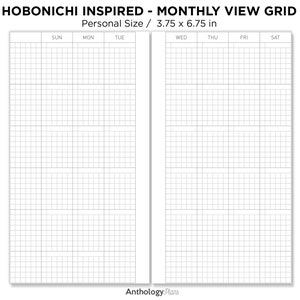 Monthly GRID HOBONICHI Inspired Personal Printable Planner Ring Binder image 2