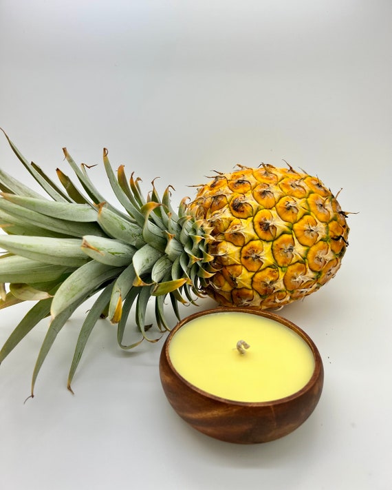 Pineapple Candle in the Reusable Acacia Bowl. MADE IN HAWAII. 100