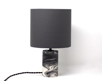 Marbled Jesmonite Cylinder - Table Lamp