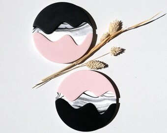 Pink Marble Coasters - A set of two
