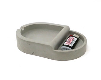 Concrete Ashtray with Lighter Holder