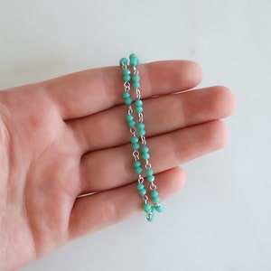 SILVER teal beaded choker