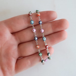 SILVER multicolor evil eye choker