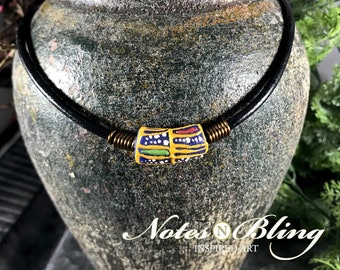 African Trade Bead Leather Choker