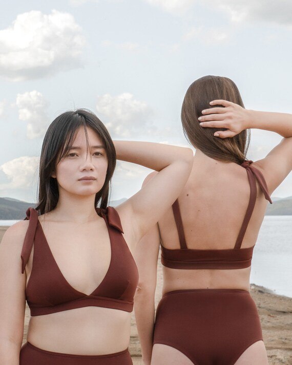 brown bathing suit top