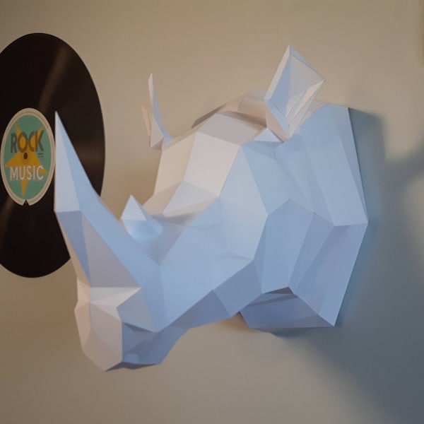 Promo spéciale kit DIY Papercraft Tête de Rhinoceros blanche Quantité limité faite vite !