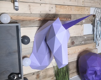 Geometric Papercraft Unicorn Kit DIY (Do it yourself)