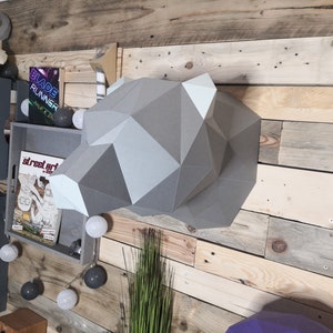 Kit DIY Low Poly Papercraft animal trophée Tête d'ours