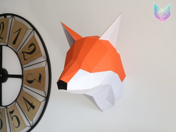 papercraft tete de renard en kit diy wolf head puzzle 3d etsy coloriages interactifs pour adultes