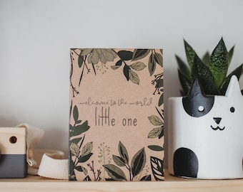 New Baby Card | Welcome to the world little one | Botanical New Arrival Card | Congratulations Floral A6 Greetings Card with Kraft Envelope