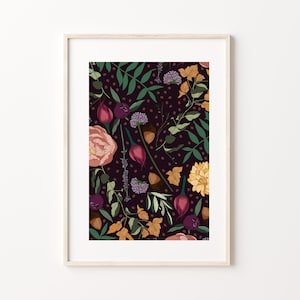 Botanical Botanicals 'Juniper' Print Floral Flower A5 Recycled Eco Paper Pattern Wall Art image 1