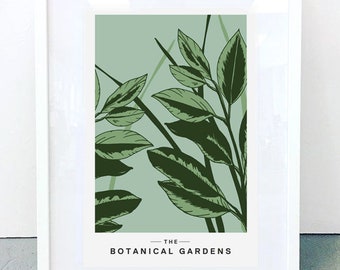 The Botanical Gardens Illustrated Print | Floral Leaf Plant Foliage Greenery Greenhouse Gardeners Print | A4/A3 Digital Print