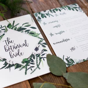 Botanical Greenery Wedding Invitations Rustic Kraft Wedding Invitation Suite Invite Set Sample Pack Featured on Rock my Wedding image 5