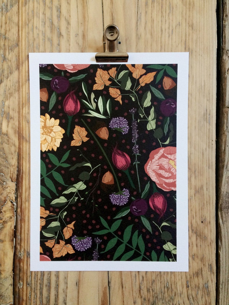 Botanical Botanicals 'Juniper' Print Floral Flower A5 Recycled Eco Paper Pattern Wall Art image 5