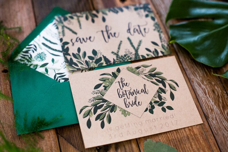 Botanical Greenery Wedding Invitations Rustic Kraft Wedding Invitation Suite Invite Set Sample Pack Featured on Rock my Wedding image 8