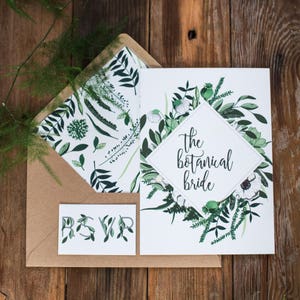 Botanical Greenery Wedding Invitations Rustic Kraft Wedding Invitation Suite Invite Set Sample Pack Featured on Rock my Wedding image 1