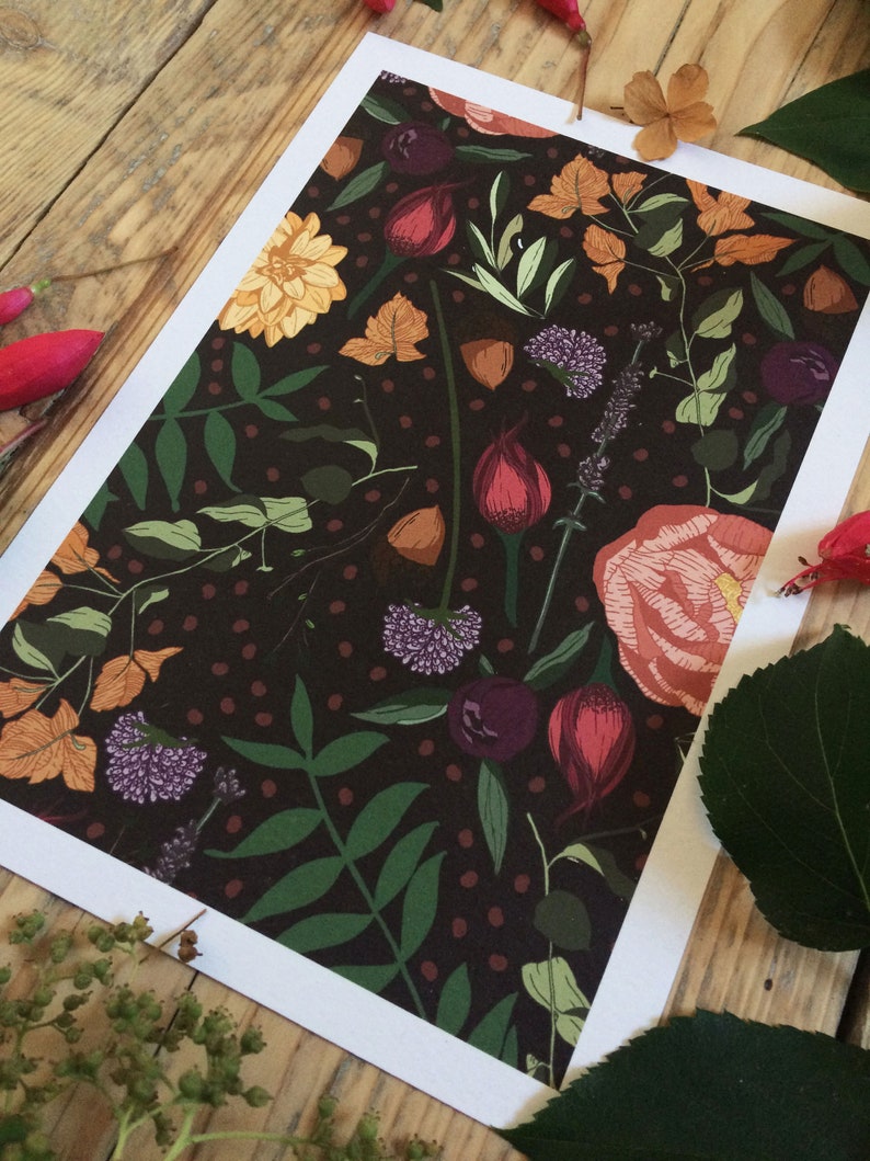 Botanical Botanicals 'Juniper' Print Floral Flower A5 Recycled Eco Paper Pattern Wall Art image 7