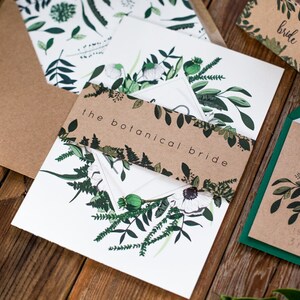 Botanical Greenery Wedding Invitations Rustic Kraft Wedding Invitation Suite Invite Set Sample Pack Featured on Rock my Wedding image 2