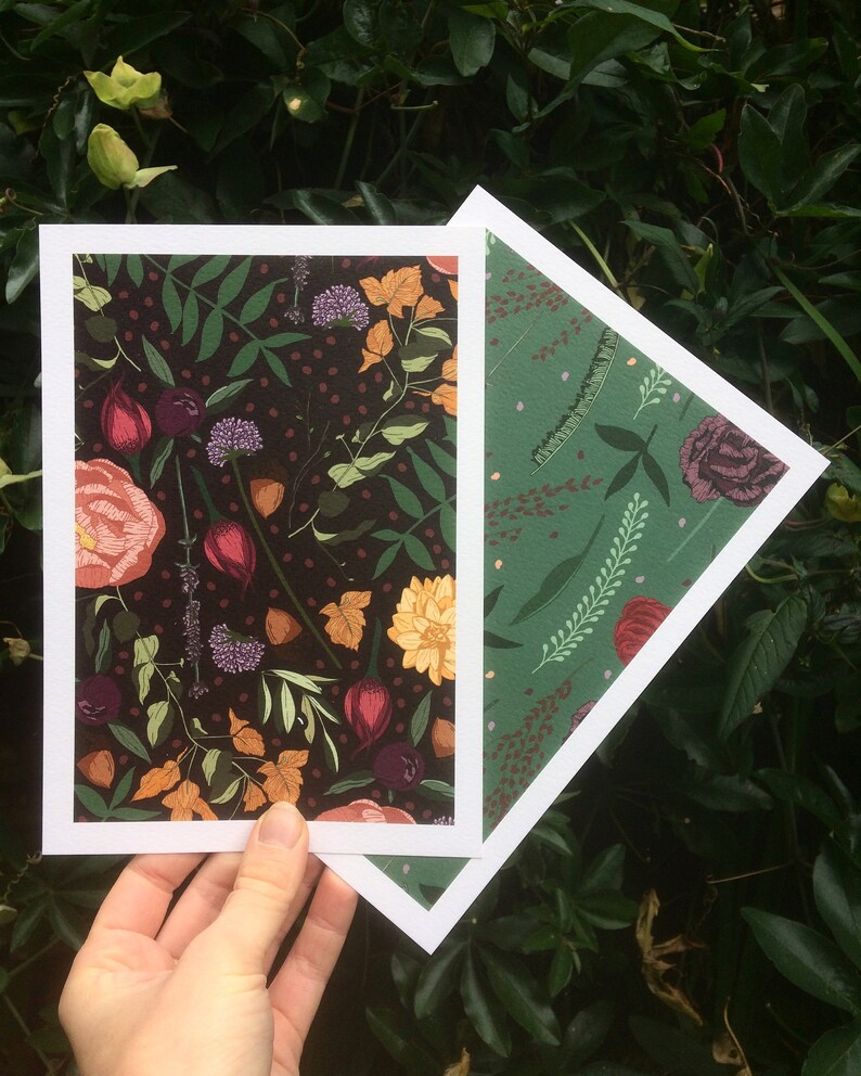 Botanical Botanicals 'Forest Green' Print Floral Etsy