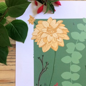 Botanical Botanicals 'Study Two' DISCONTINUED Print Floral Green Peach Print Flower Lover A4 A3 Print image 4