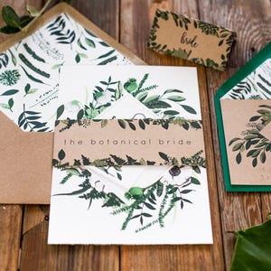 Botanical Greenery Wedding Invitations Rustic Kraft Wedding Invitation Suite Invite Set Sample Pack Featured on Rock my Wedding image 7