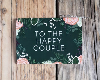 Wedding Anniversary Card | To the Happy Couple | Botanical Floral Illustrated Love Marriage | A6 Folded Greetings Card with Kraft Envelope