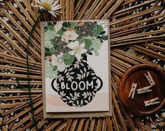 Bloom Everyday Greeting Card | Floral Vase A6 Greetings Card with Kraft Envelope