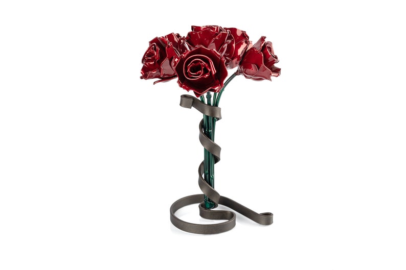 Bouquet of 6 Wrought Iron Roses 6th Anniversary Present image 2