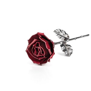 Hand forged Eternal Wrought Iron Rose with base Silver Hand forged Eternal Wrought Iron Rose with base Silver