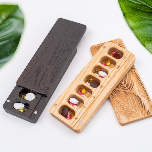 Pill Box 7 Day, Pill Organizer, 7 Day Pill Box, Wooden Pill Box, Pill Organizer 7 Day, Pillcase, Medicine Box, Travel Pill Box, Grandpa Gift