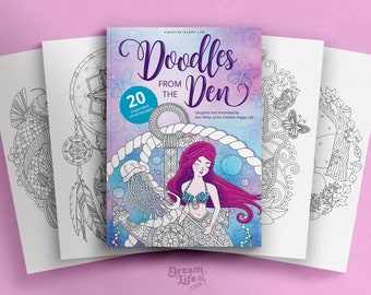 Doodles from The Den, Printable coloring book pdf, Digital adult coloring pages, coloring books download, digital coloring book for adults