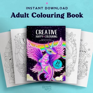 Printable Adult Coloring Book by Kim White, 20 x Colouring Pages for Adults, PDF Digital Download image 1