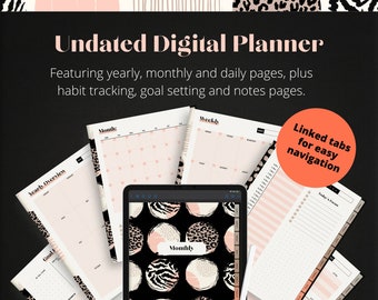 Animal Print Digital Planner for use with GoodNotes and Noteshelf on iPad | iPad Digital Planner, Yearly Planner, Tablet Planner, Undated