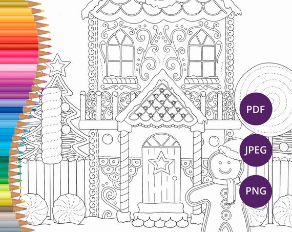 Christmas Coloring Pages Gingerbread House Printable